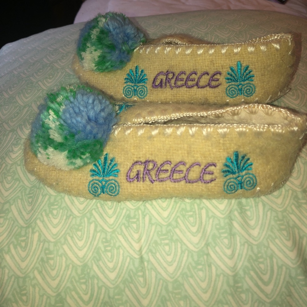 Traditional Greek Woolen and Leather Slippers